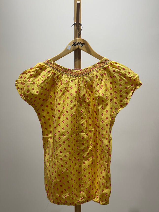 FUSION WOMEN Yellow Printed Top L Size