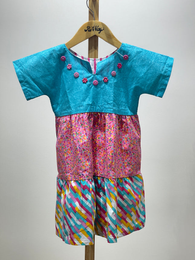 Multi-Coloured Printed Kids Dress 26 Size 6 Yrs
