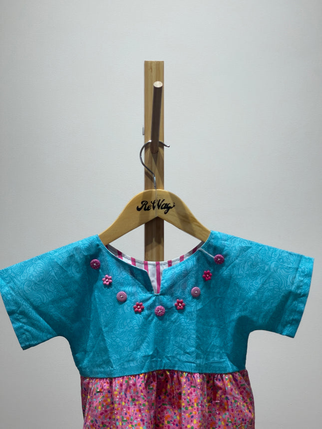 Multi-Coloured Printed Kids Dress 26 Size 6 Yrs