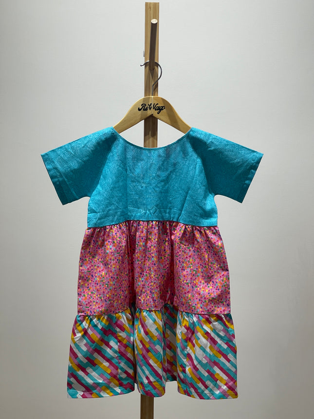 Multi-Coloured Printed Kids Dress 26 Size 6 Yrs