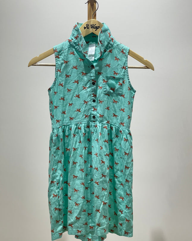 Carter's Toddler Girl Green Dress Horse Print 8 Size