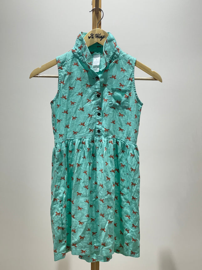 Carter's Toddler Girl Green Dress Horse Print 8 Size