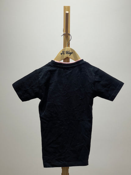 Boys Navy Blue Printed Cotton Round Neck T-shirt 4-5yrs