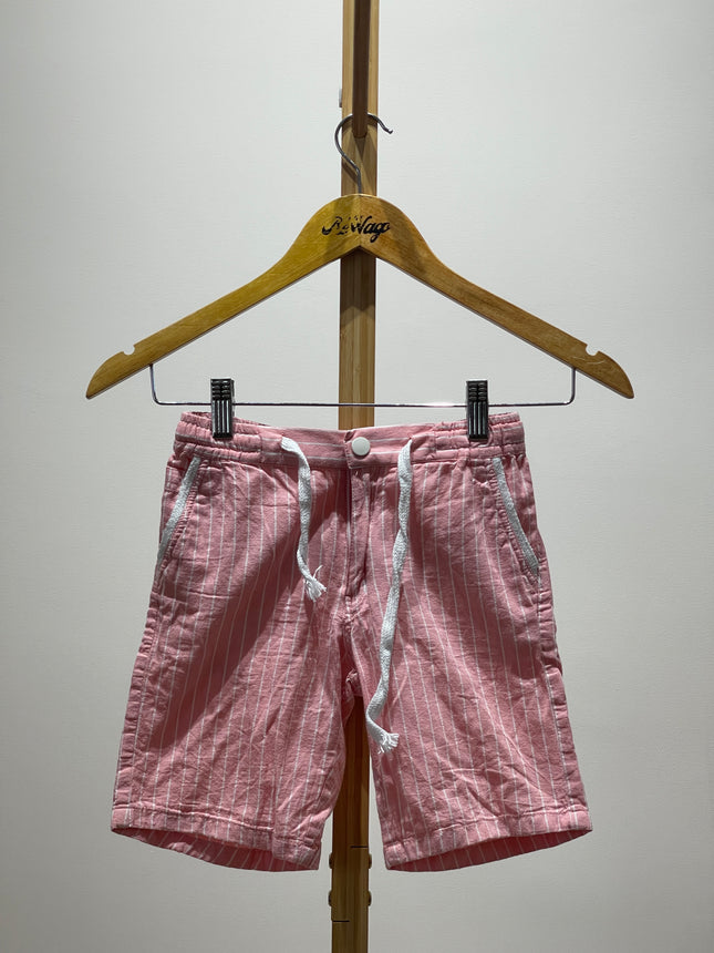 Kids Pink and White Striped Shorts 5 Size