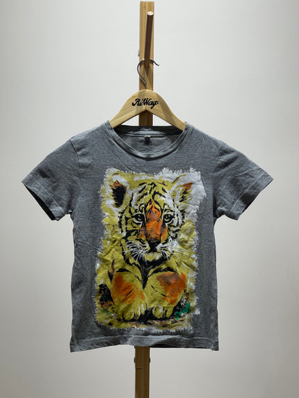 Kids Grey Tiger Printed T-Shirt 5-6yrs