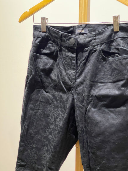 M&S Womens Floral Black Jeans UK S Size