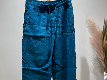 M&S Womens Ankle Length Loose Fit Blue Pants S Size
