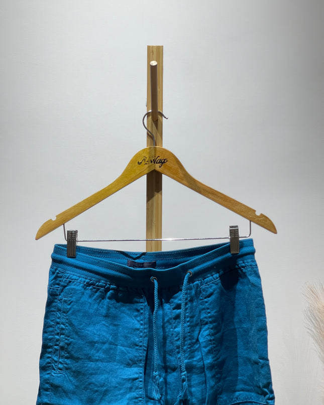 M&S Womens Ankle Length Loose Fit Blue Pants S Size