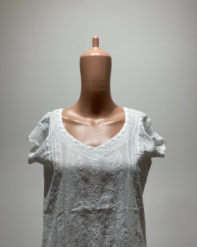 (Original Chikankari) Women Cotton White Kurta 38 Size