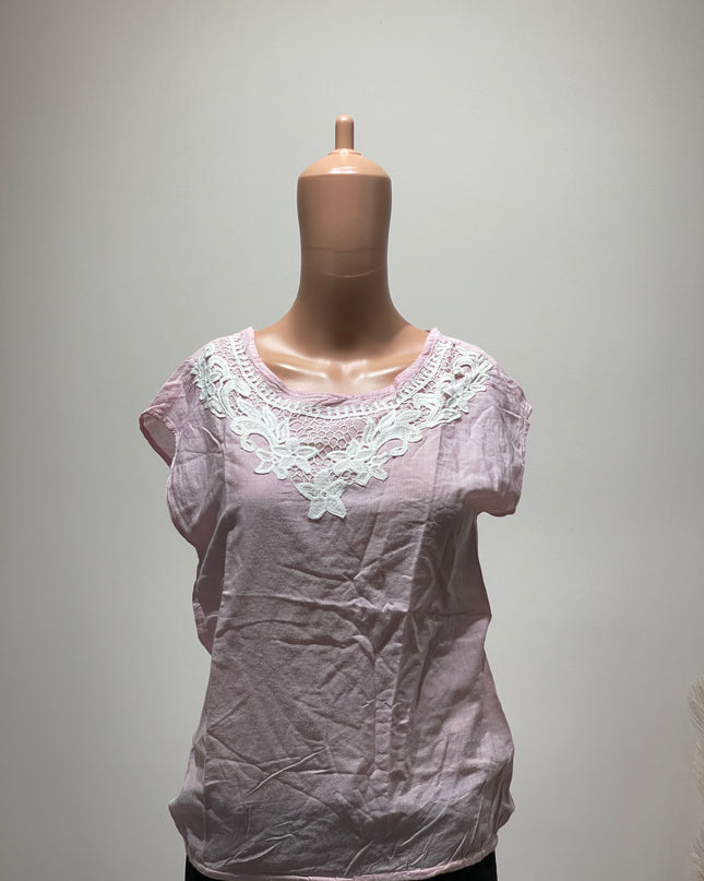 COTTON WORLD Women's Casual Striped  Pink Top -XS Size