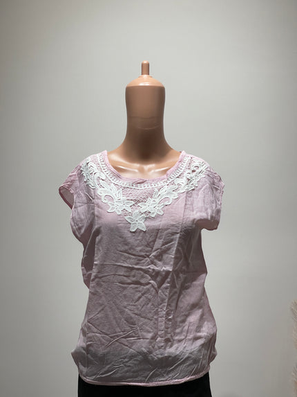 COTTON WORLD Women's Casual Striped  Pink Top -XS Size