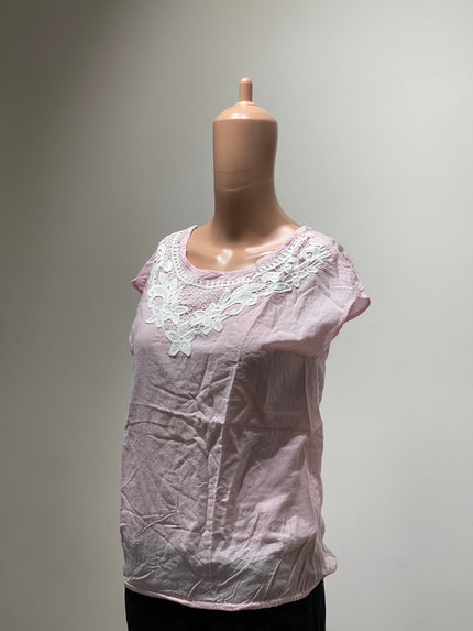 COTTON WORLD Women's Casual Striped  Pink Top -XS Size