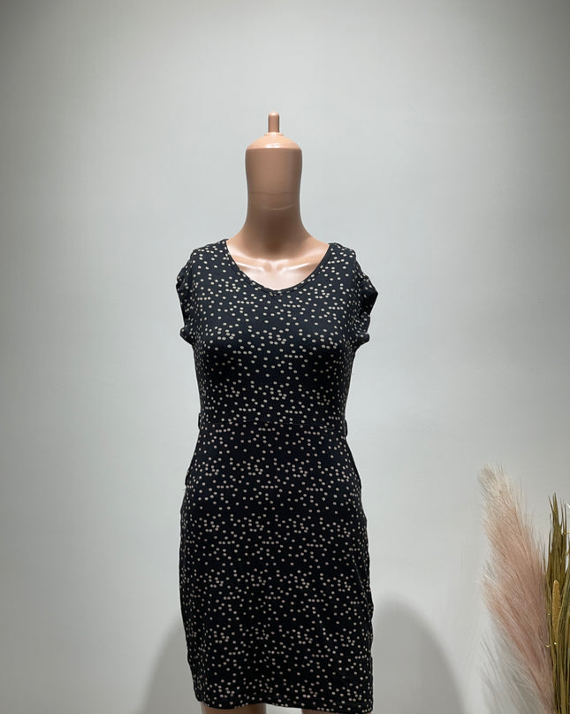 VAN HEUSEN Women's Polka Dot Print Sheath Black  Mini Dress - S Size