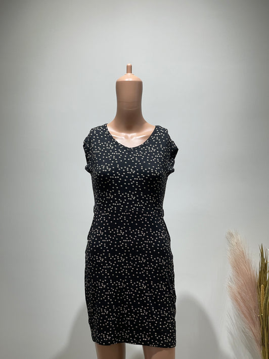 VAN HEUSEN Women's Polka Dot Print Sheath Black  Mini Dress - S Size