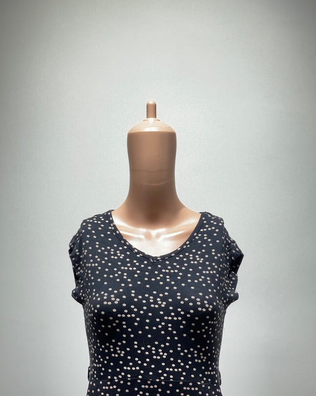 VAN HEUSEN Women's Polka Dot Print Sheath Black  Mini Dress - S Size