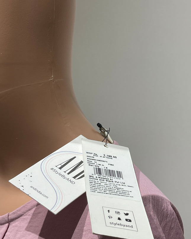 AND Women's Casual A-Line Pink  Dress - M Size