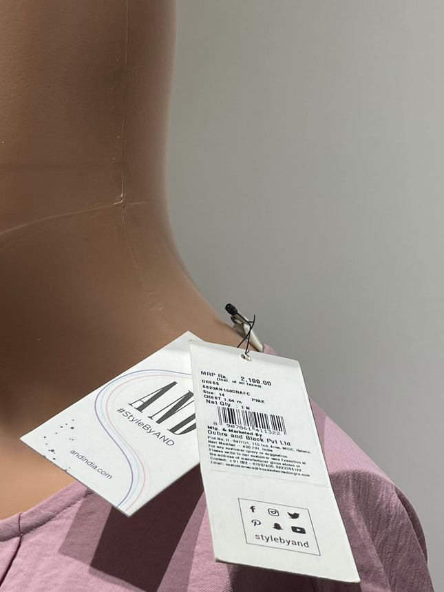 AND Women's Casual A-Line Pink  Dress - M Size