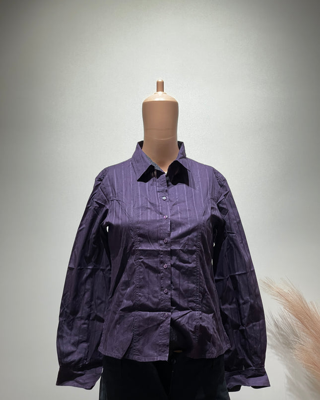 SCULLERS Womens Purple Shirt With Stripes - S Size