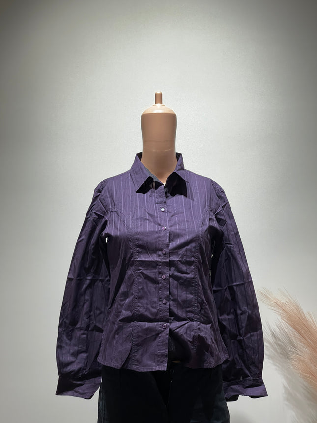 SCULLERS Womens Purple Shirt With Stripes - S Size