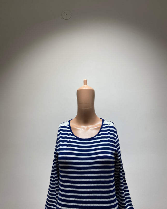 RIO Women's Striped Sheath Blue Dress -M Size