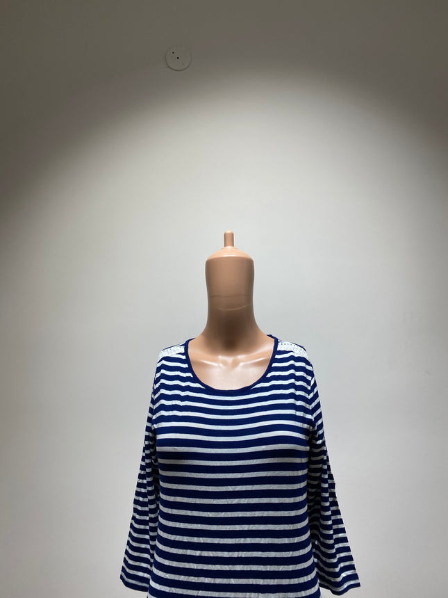 RIO Women's Striped Sheath Blue Dress -M Size