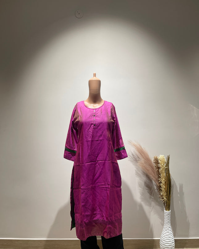 SPAN Womens Bright Purple Gathered Sleeves Tunic S Size