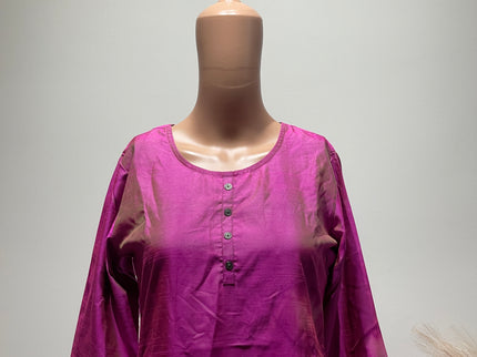 SPAN Womens Bright Purple Gathered Sleeves Tunic S Size