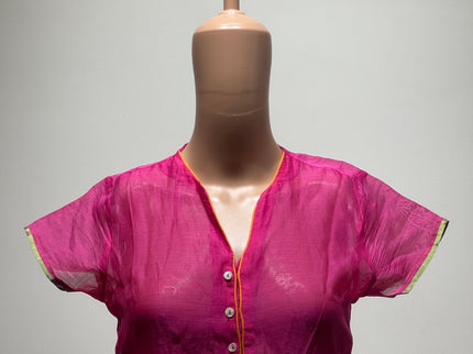 BIBA Womens Fuchsia Pink Printed Dress With Jacket M Size