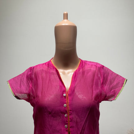 BIBA Womens Fuchsia Pink Printed Dress With Jacket M Size