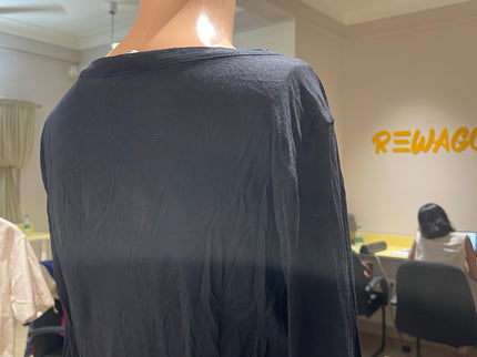 ALLEN SOLLY Women Woven V Neck Black Top M Size