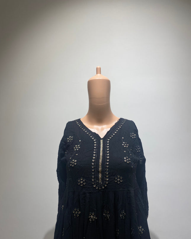 Women's Royon Kurti Black Sharara Set - M Size