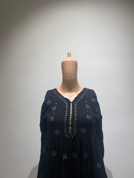 Women's Royon Kurti Black Sharara Set - M Size