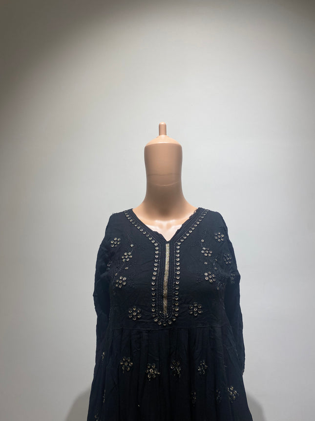 Women's Royon Kurti Black Sharara Set - M Size