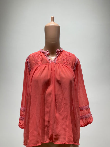 Womens Embroidered Mandarin Collar Top - S Size
