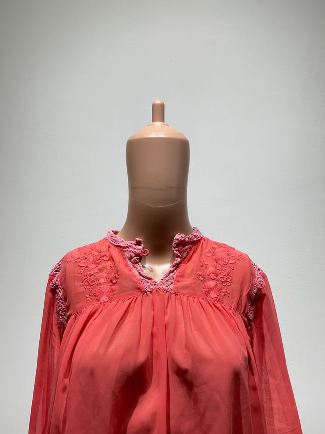 Womens Embroidered Mandarin Collar Top - S Size