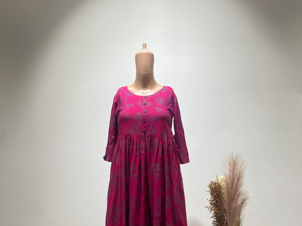 AVAASA Women's Printed Pink Kurta - S Size