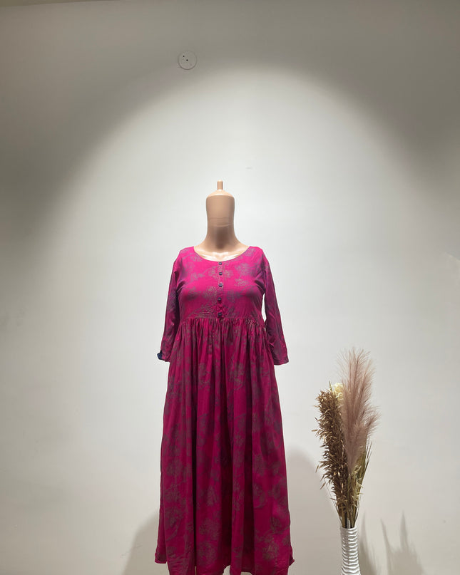 AVAASA Women's Printed Pink Kurta - S Size