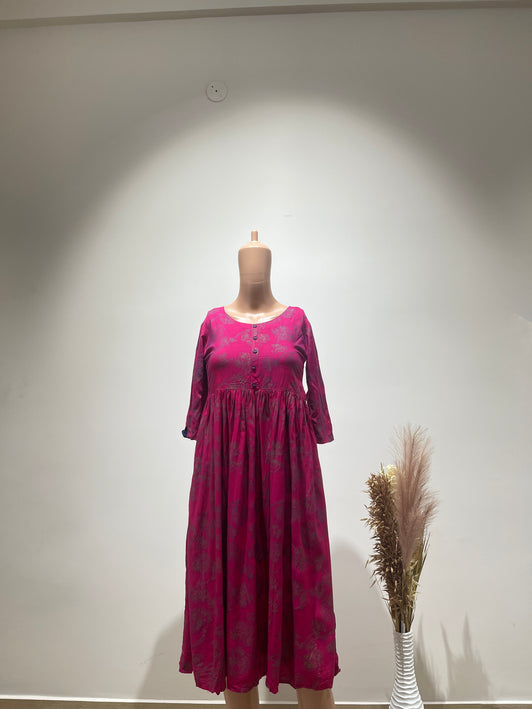 AVAASA Women's Printed Pink Kurta - S Size
