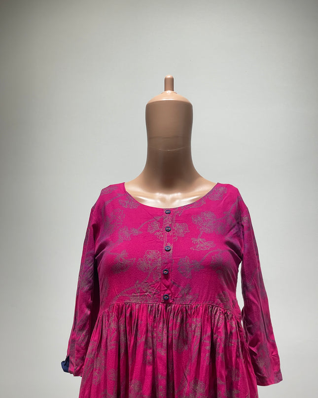 AVAASA Women's Printed Pink Kurta - S Size