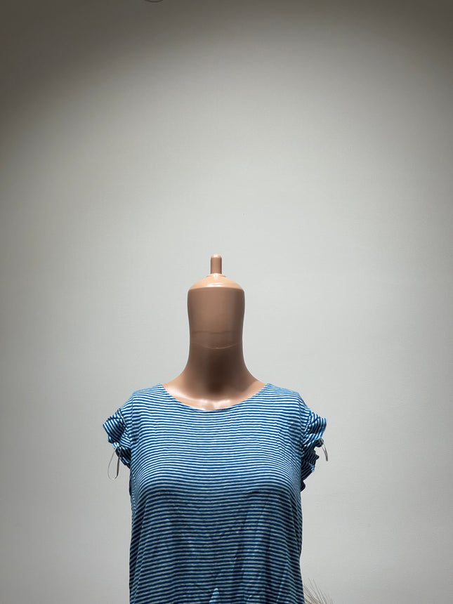 Women's Ruched Tops Blue Ruffled - S Size