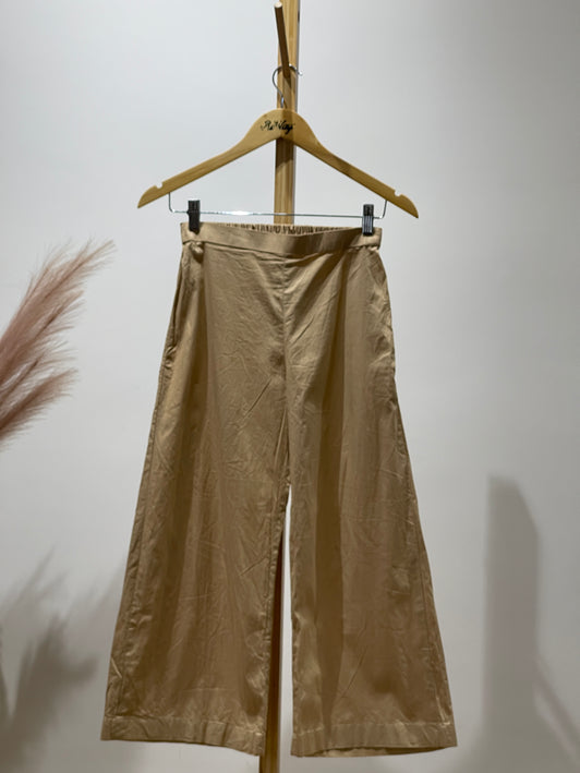 Women's Regular Fit Beige Cotton Trousers - S Size