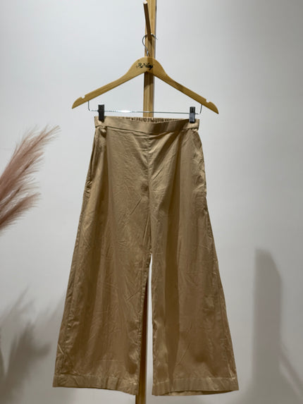 Women's Regular Fit Beige Cotton Trousers - S Size