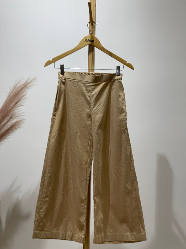 Women's Regular Fit Beige Cotton Trousers - S Size