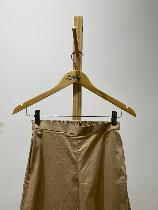 Women's Regular Fit Beige Cotton Trousers - S Size
