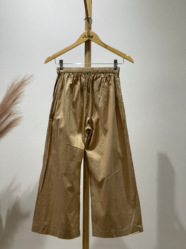 Women's Regular Fit Beige Cotton Trousers - S Size