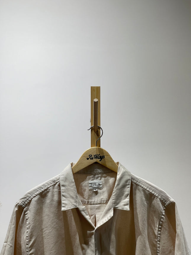 E.T.A Men's Relaxed Fit Beige Collar Shirt - XL Size