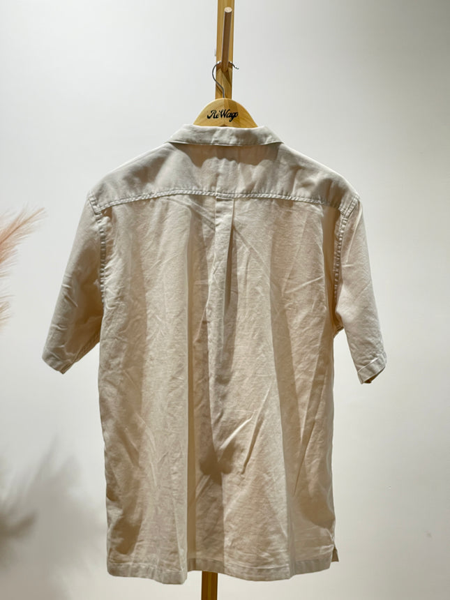 E.T.A Men's Relaxed Fit Beige Collar Shirt - XL Size
