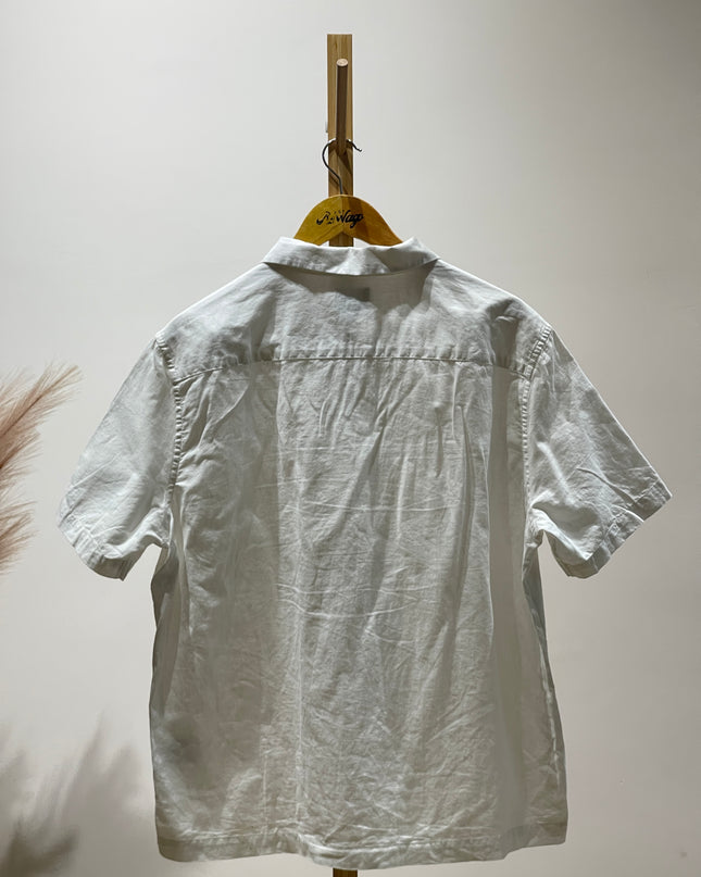H&M Men Relaxed Fit Fit Self Design Cut Away Collar Casual Shirt - XXL Size