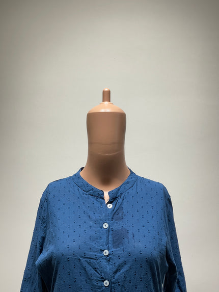 Womens Woven Button-Front Peplum Top - S Size
