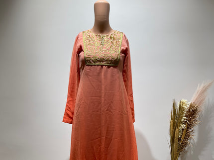 Women Embroidered Round-Neck A- lineKurta - XS inch